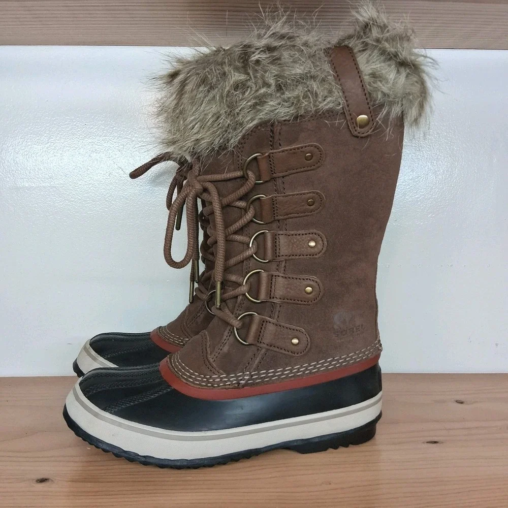 Sorel Joan of Arctic Faux Fur Waterproof Suede Leather Boots‎ Women's Size 6